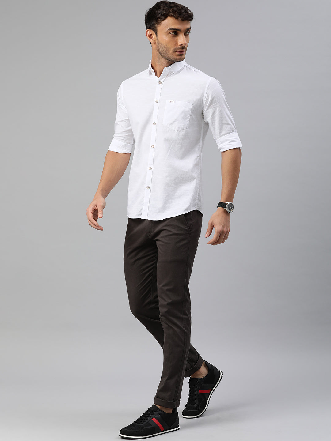 Pure Cotton Casual Men's Shirt - White