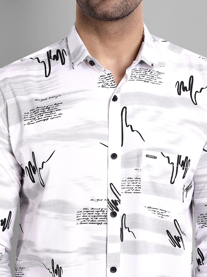 Majestic Man Pure Cotton Printed Shirt - White