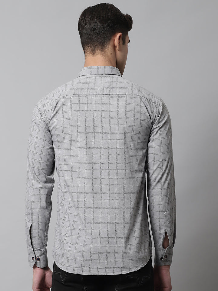 Classy Pure Cotton Checkered Shirt - Grey