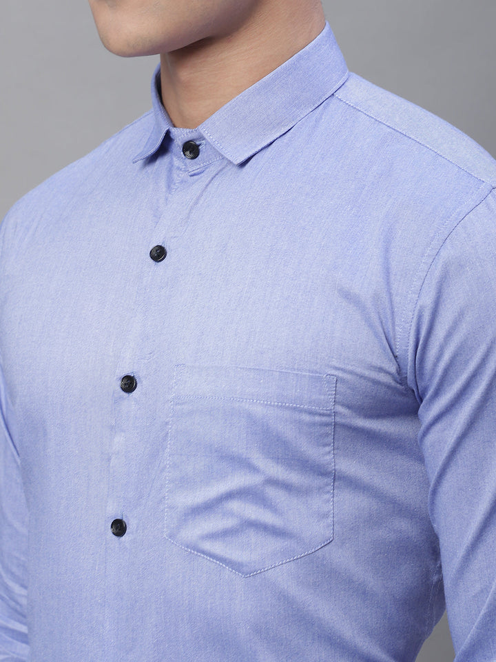 Tailored fit & Comfortable Solid Cotton Shirt - Light Blue