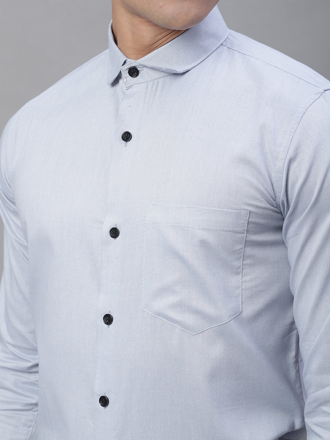 Tailored fit & Comfortable Solid Cotton Shirt - Ice Blue