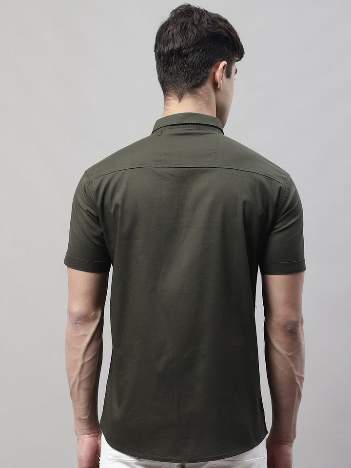 Unique and Fashionable Pure Cotton Half shirt - Olive