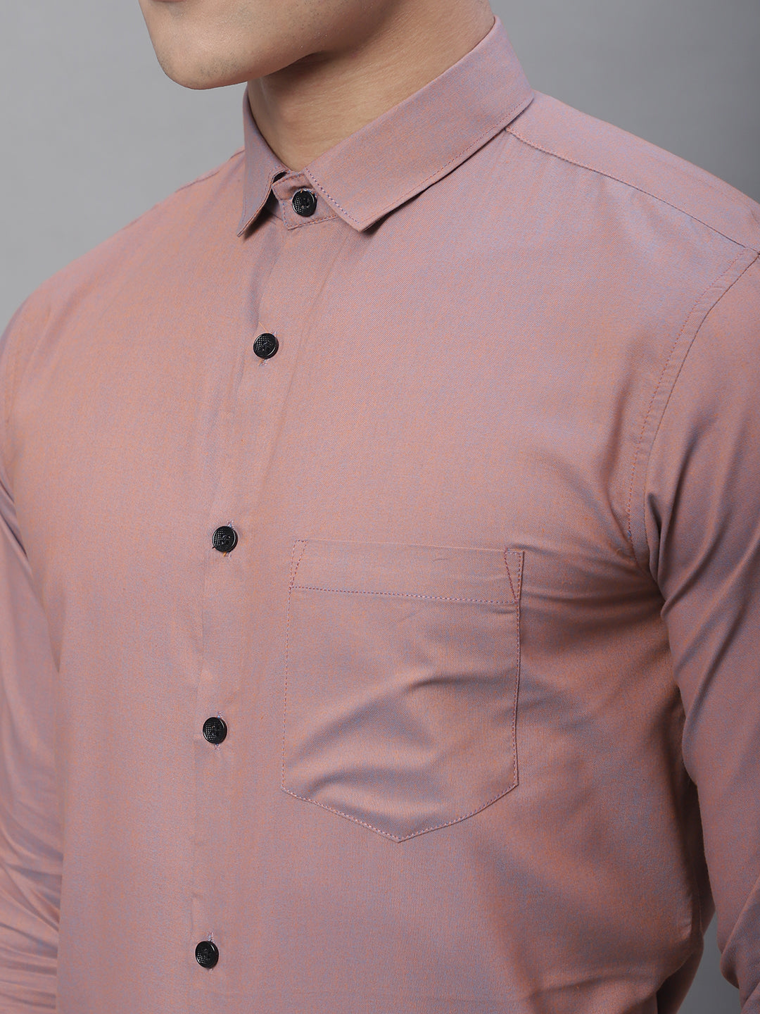 Tailored fit & Comfortable Solid Cotton Shirt - Rose Gold