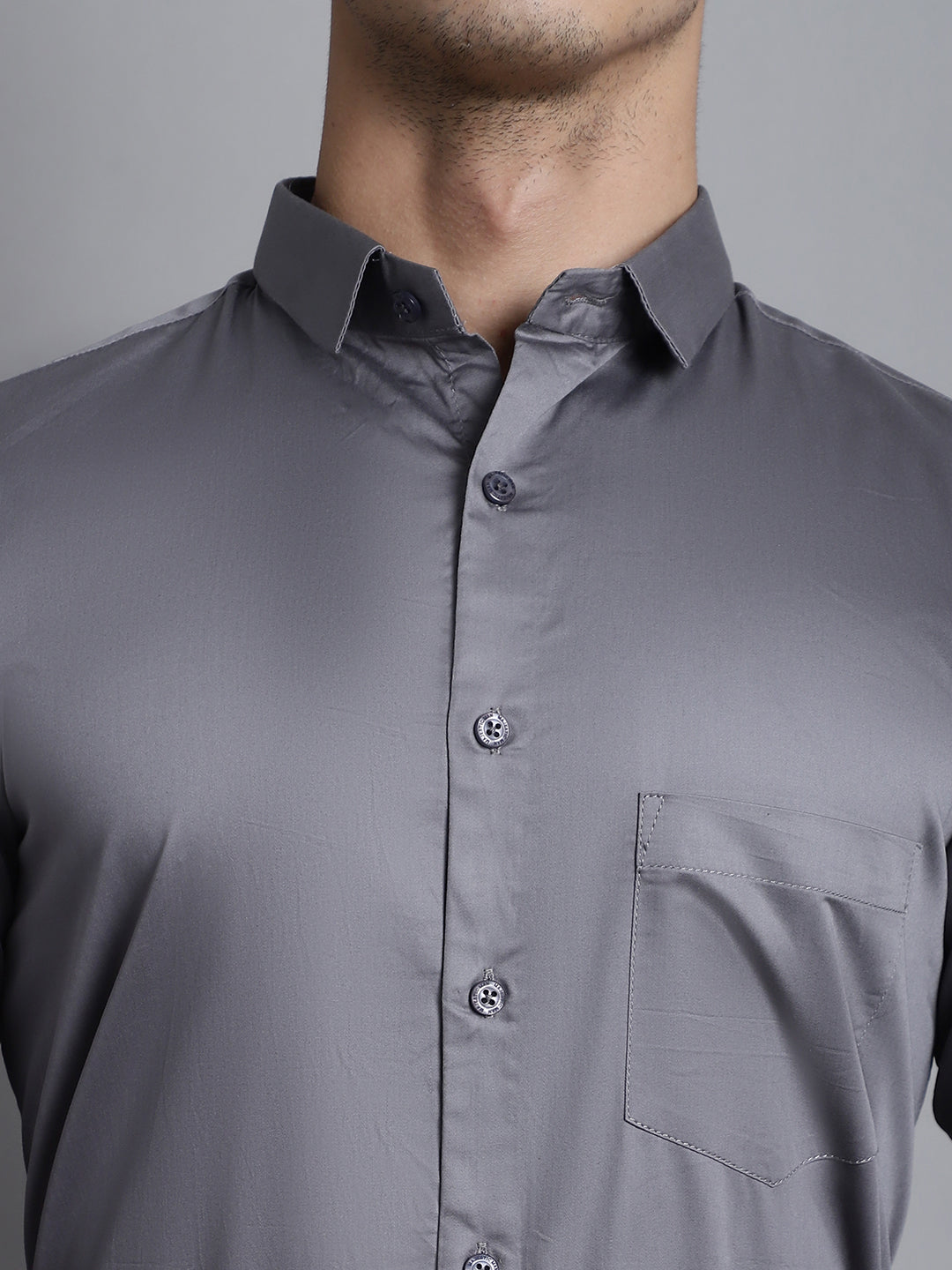 Paramount Pure Cotton Solid Shirt - Dark Grey