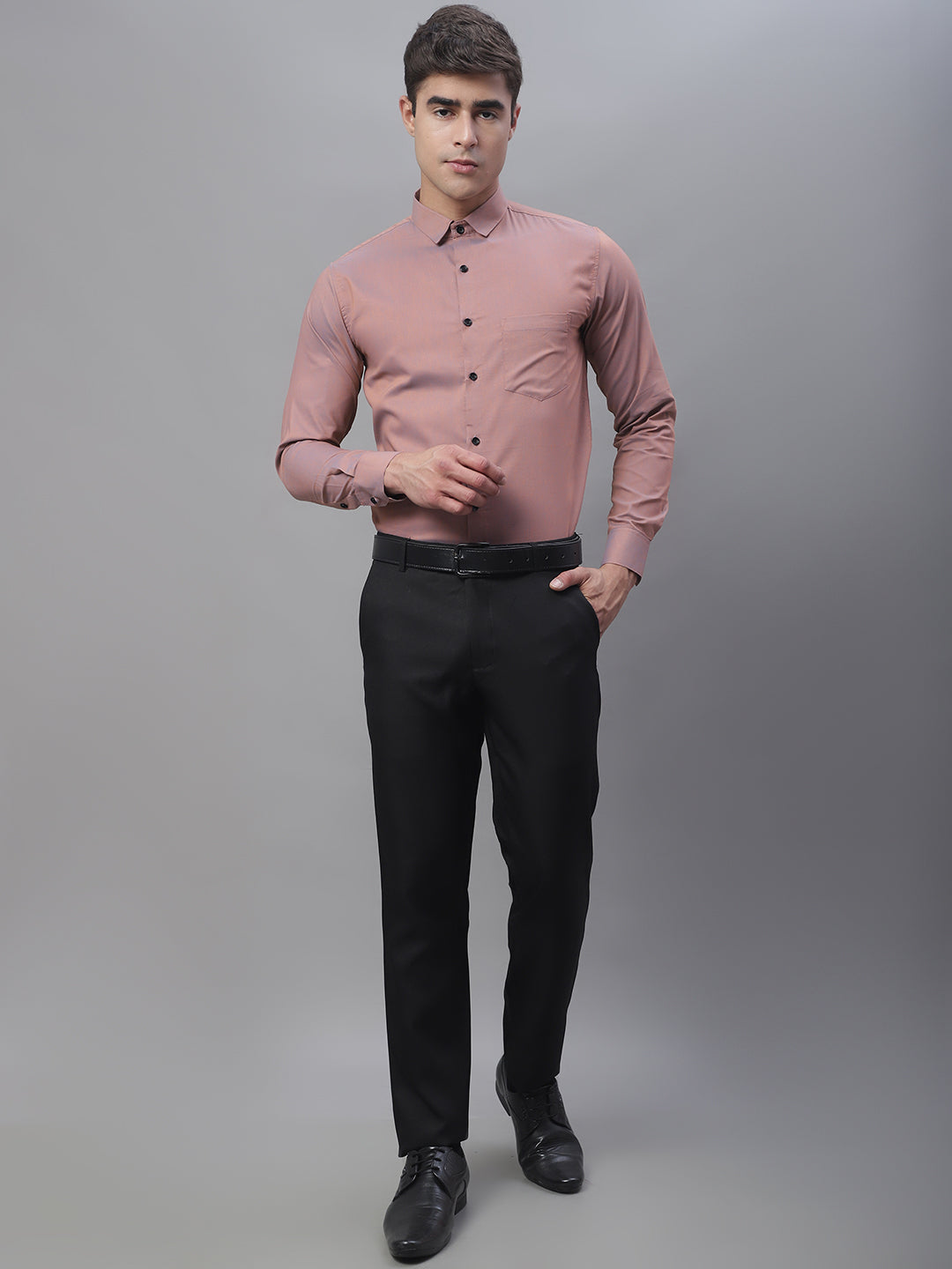 Tailored fit & Comfortable Solid Cotton Shirt - Rose Gold