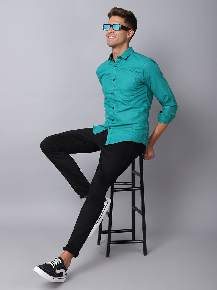 Appriciable Casual Solid Shirt - Teal Blue