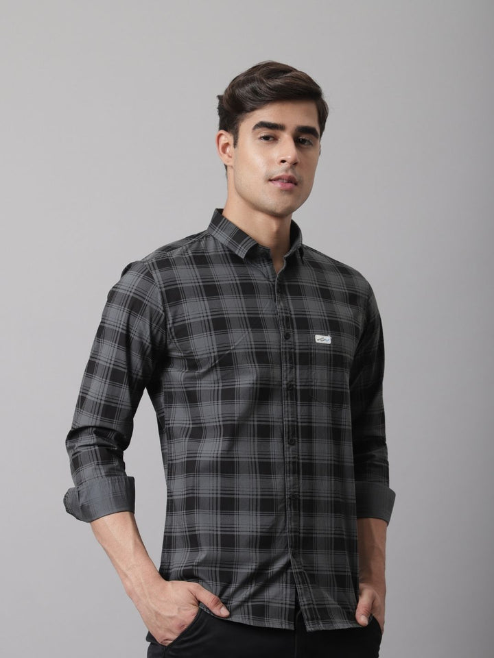 Pure Cotton Checkered Shirt - Grey