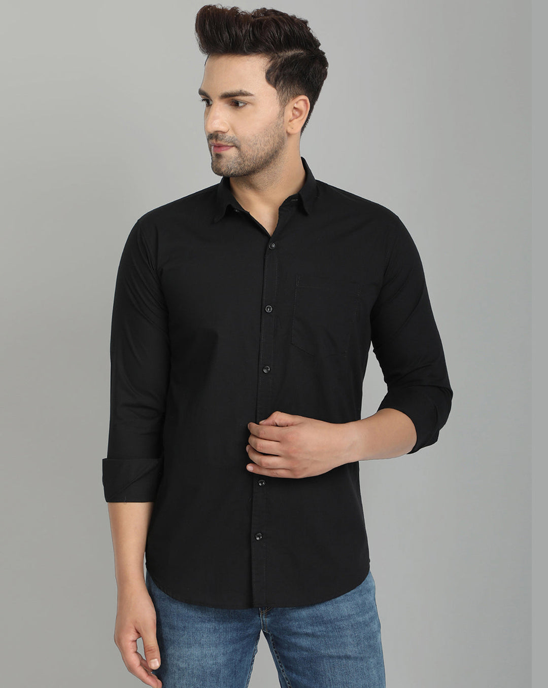 Groovy Pure Cotton Solid shirt - Black