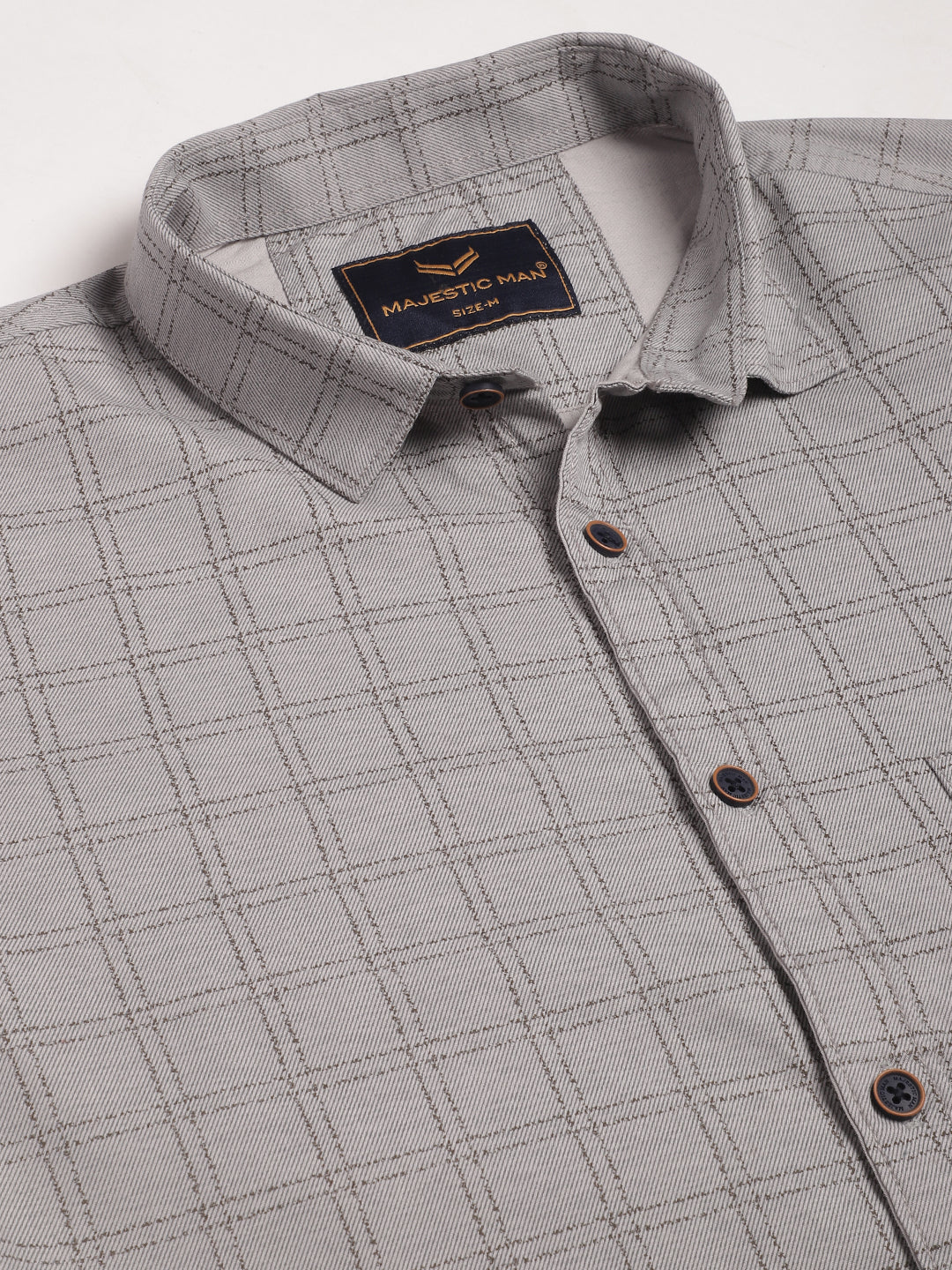 Classy Pure Cotton Checkered Shirt - Grey