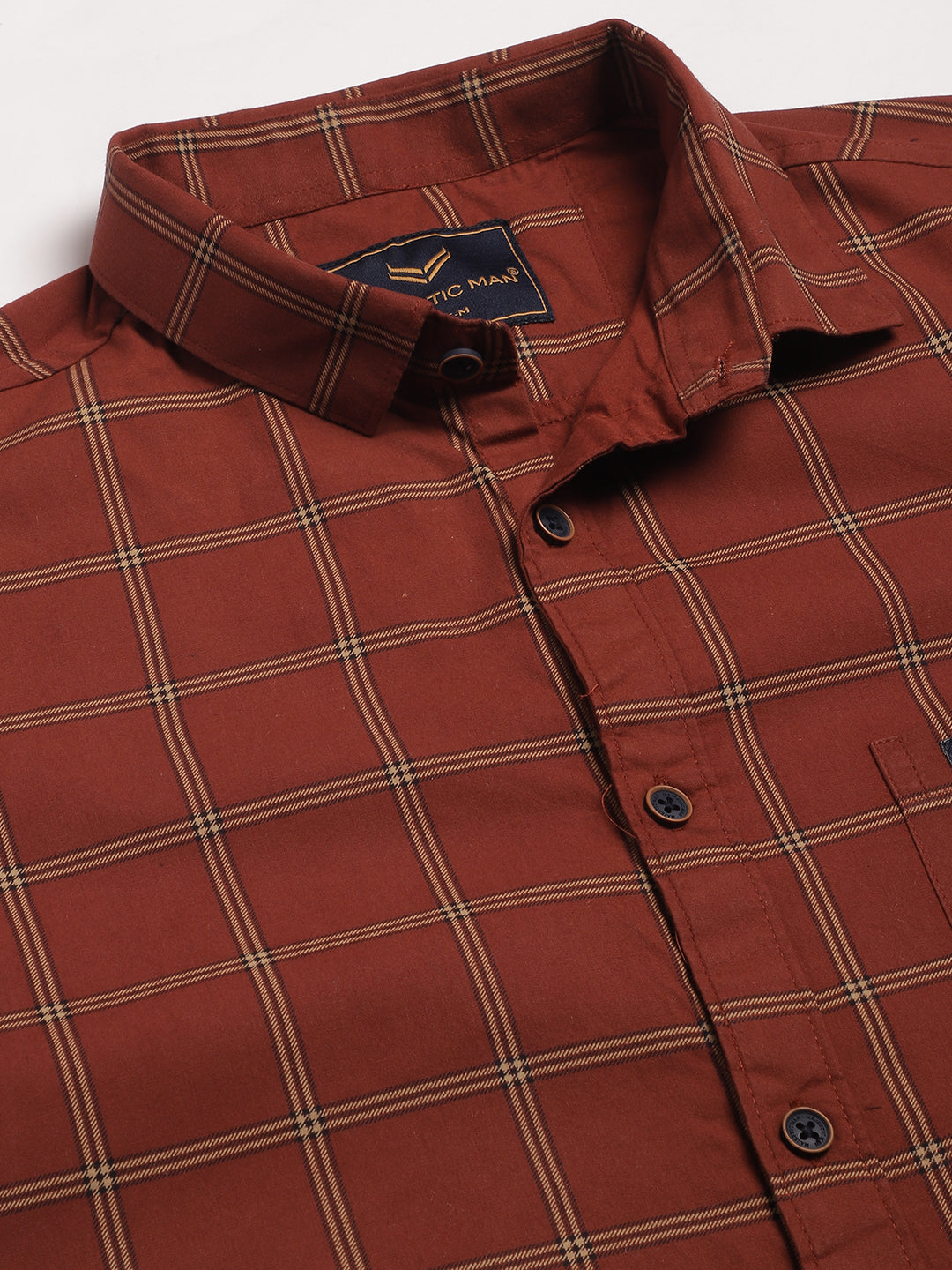 Classy Pure Cotton Checkered Shirt - Rust