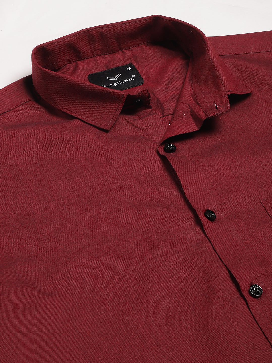 Tailored fit & Comfortable Solid Cotton Shirt - Maroon