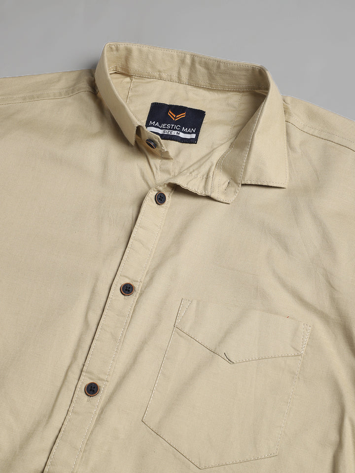 Unique and Fashionable Pure Cotton Half shirt - Beige