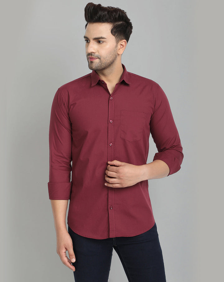 Groovy Pure Cotton Solid shirt - Maroon