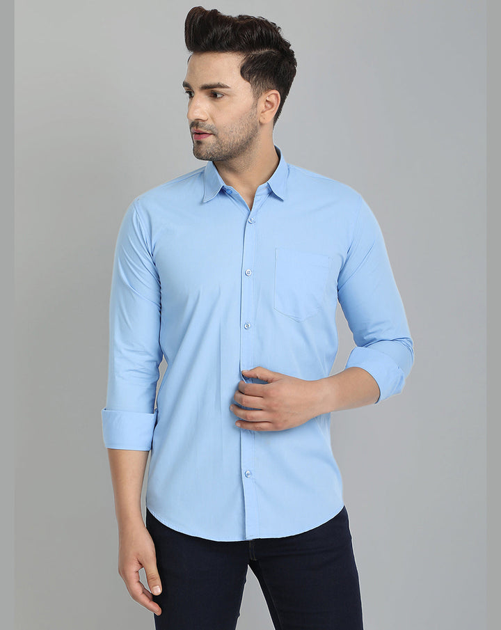 Groovy Pure Cotton Solid shirt - Sky Blue