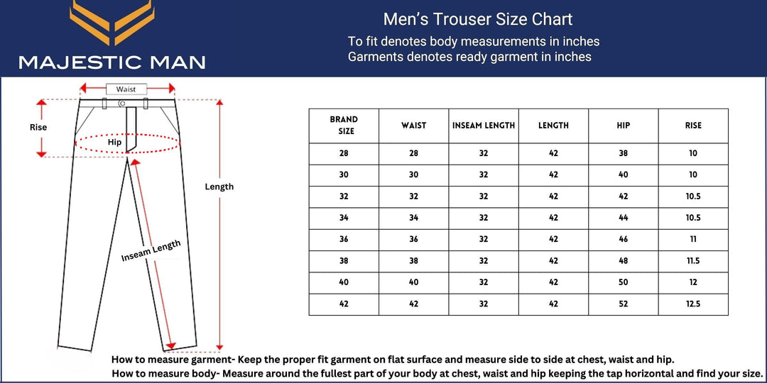 Majestic Man Regular Fit Pattern Finish Cotton Casual Solid Chinos Trouser - Blue