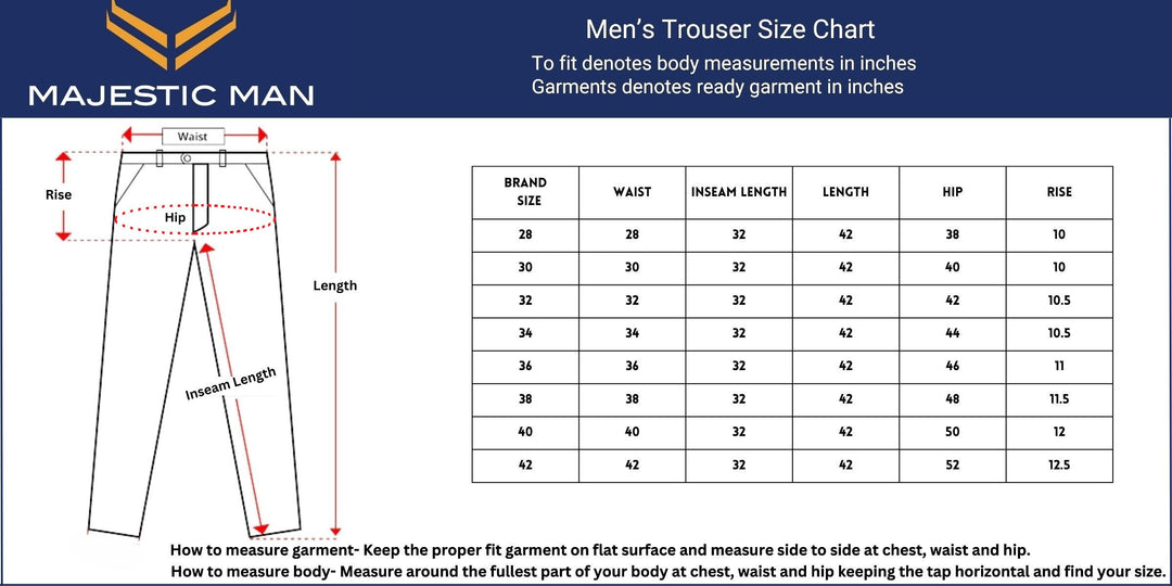 Majestic Man Regular Fit Pattern Finish Cotton Casual Solid Chinos Trouser - Beige