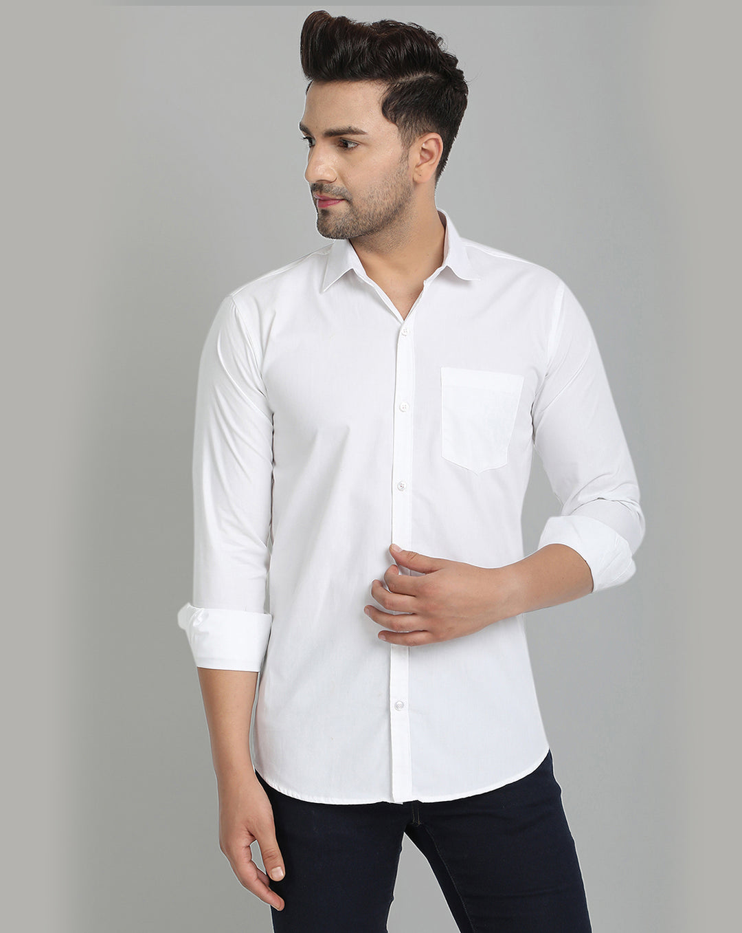 Groovy Pure Cotton Solid shirt - White